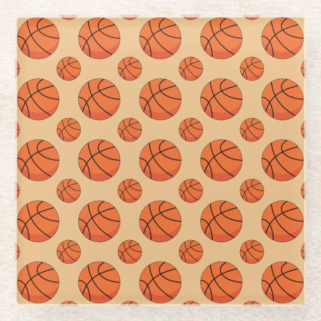 Cartoon Basketball Ball Glasuntersetzer (Vorderseite)