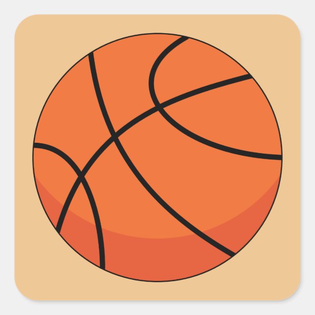 Cartoon Basketball Ball Quadratischer Aufkleber (Vorderseite)