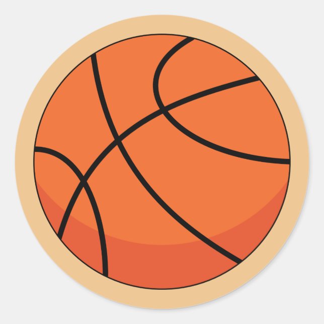 Cartoon Basketball Ball Runder Aufkleber (Vorderseite)