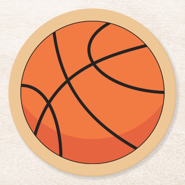 Cartoon Basketball Ball Runder Pappuntersetzer (Vorderseite)
