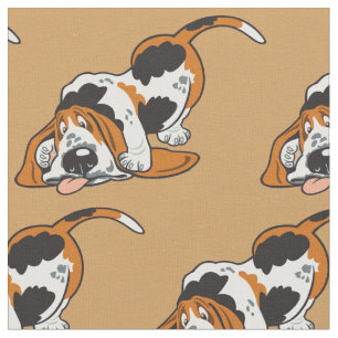 Cartoon Basset Hound Fabric Stoff