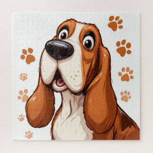 Cartoon-Basset-Hund-Pfotenabdruck-Puzzle für Kinde Puzzle