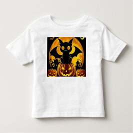 Cartoon Bat und Pumpkins unter Vollmond Kleinkind T-shirt