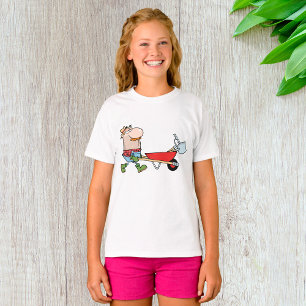 Cartoon-Bauer mit Wheelbarrow und Tools T-Shirt