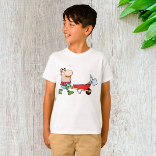 Cartoon-Bauer mit Wheelbarrow und Tools T-Shirt