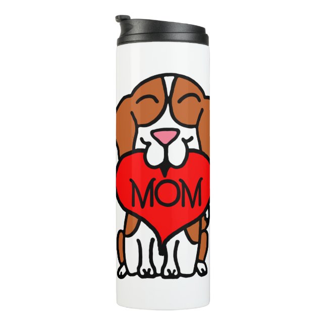 Cartoon Beagle Herzliche Mama Thermosbecher (Nach rechts gedreht)