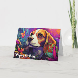 Cartoon Beagle im Garten Karte