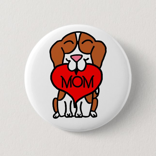 Cartoon Beagle Mama Button (Vorderseite)
