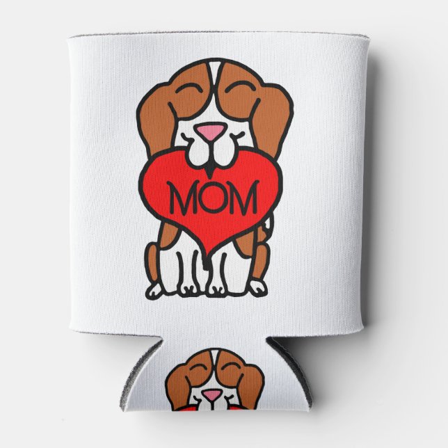 Cartoon Beagle Mama Herzstück Dosenkühler (Vorderseite)