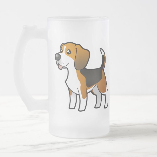 Cartoon-Beagle Mattglas Bierglas (Links)