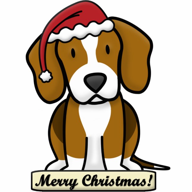 Cartoon-Beagle-Weihnachtsverzierung Fotoskulptur Ornament (Vorne)