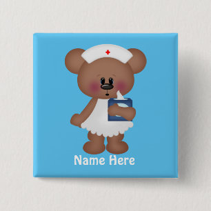 Cartoon Bear hinzufügen Name Krankenschwester-Tast Button