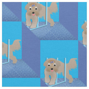 Cartoon Bearded Collie v2 Weaves Stoff