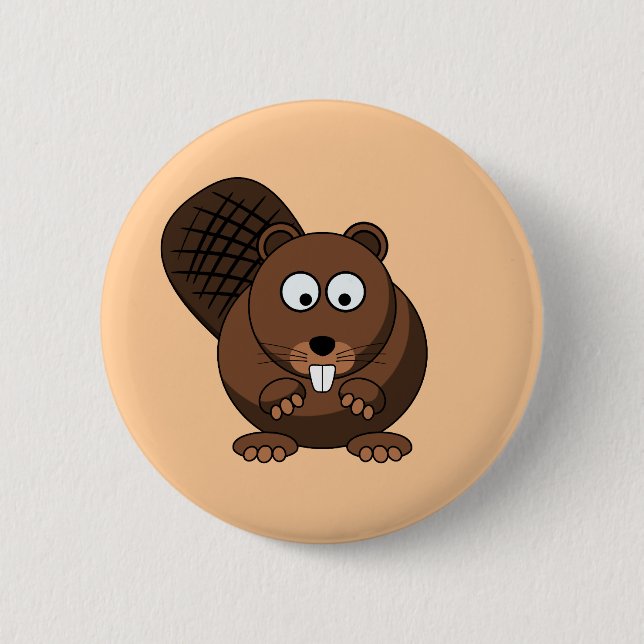 Cartoon Beaver Button (Vorderseite)