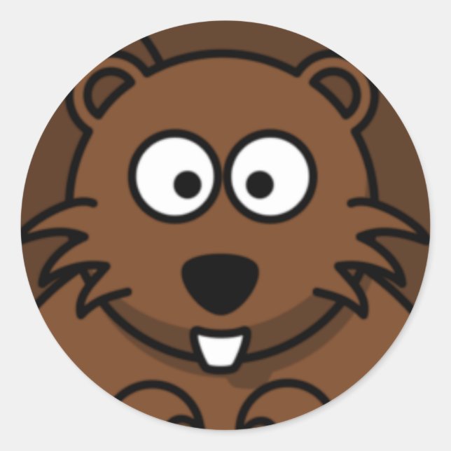 Cartoon Beaver Face Runder Aufkleber (Vorderseite)