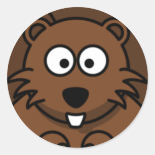 Cartoon Beaver Face Runder Aufkleber