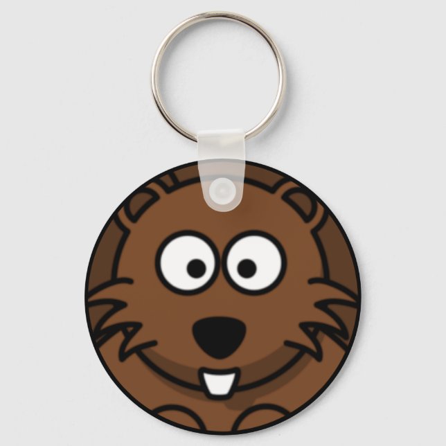 Cartoon Beaver Face Schlüsselanhänger (Vorderseite)