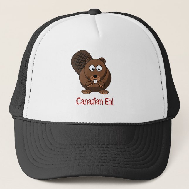 Cartoon Beaver Hat Truckerkappe (Vorderseite)