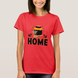 Cartoon Bee and Honey Jar "ZUHAUSE" T - Shirt