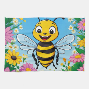 Cartoon Bee Farbige Blume Geschirrtuch