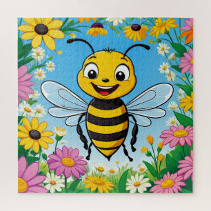 Cartoon Bee Farbige Blume Puzzle