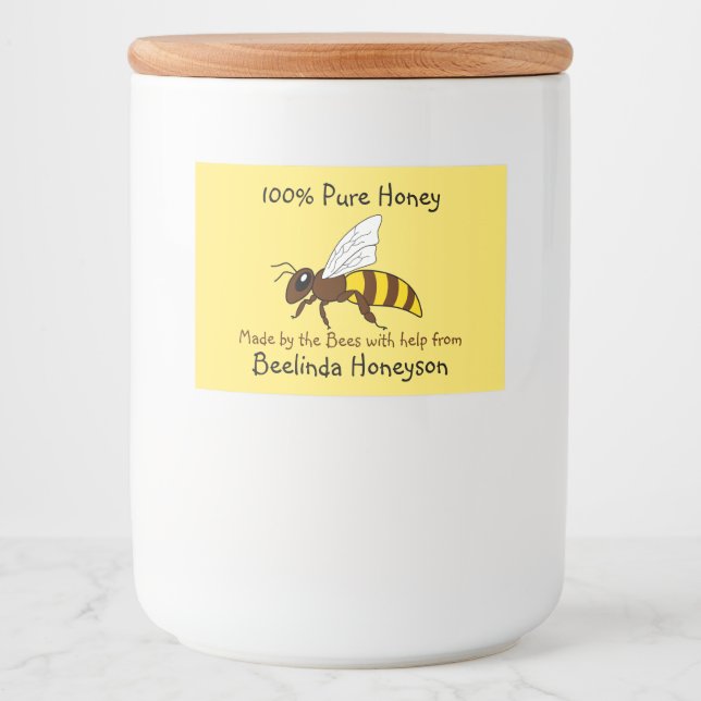 Cartoon Bee Honey Jar Labels Lebensmitteletikett (Vorderseite)