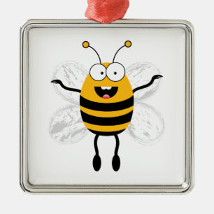 Cartoon Bee Silbernes Ornament