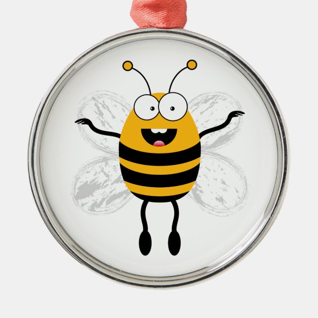 Cartoon Bee Silbernes Ornament (Vorne)