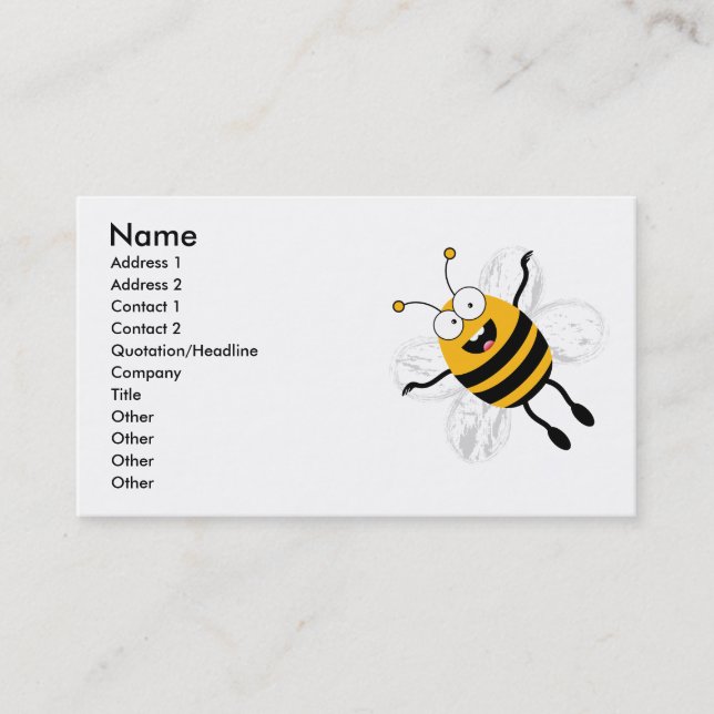 Cartoon Bee Visitenkarte (Vorderseite)