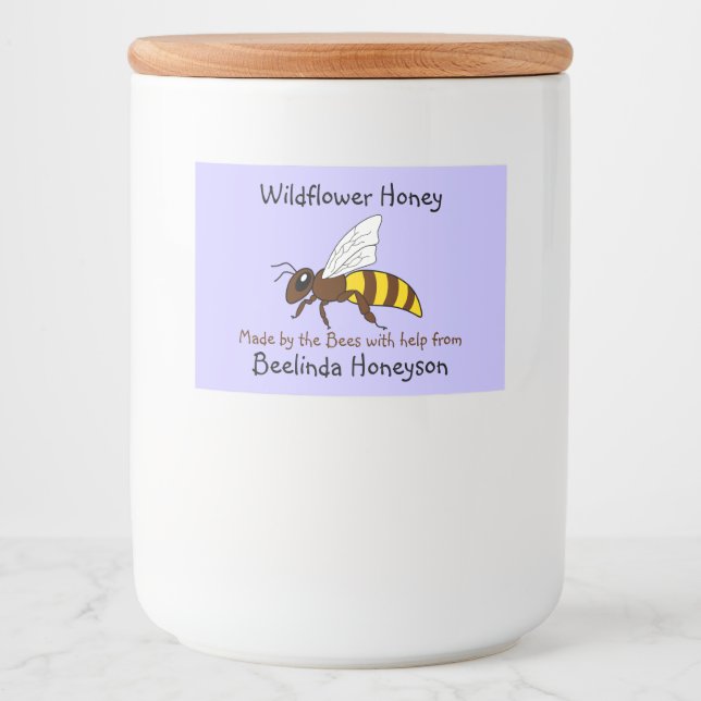 Cartoon Bee Wildblume Honey Jar Labels Lebensmitteletikett (Vorderseite)