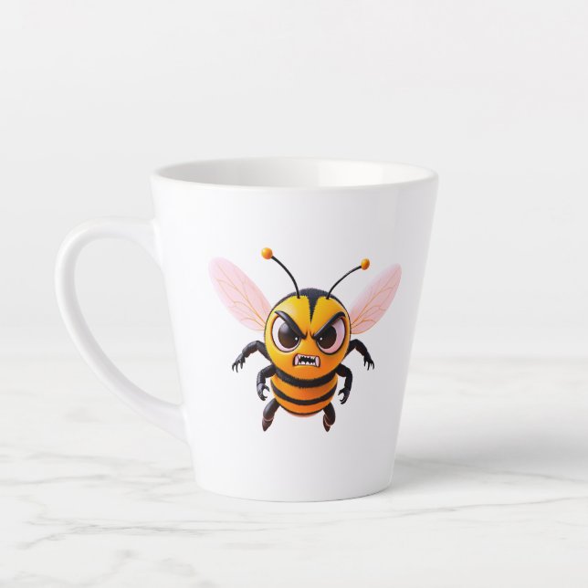 Cartoon Bee With Scowl Milchtasse (Links)