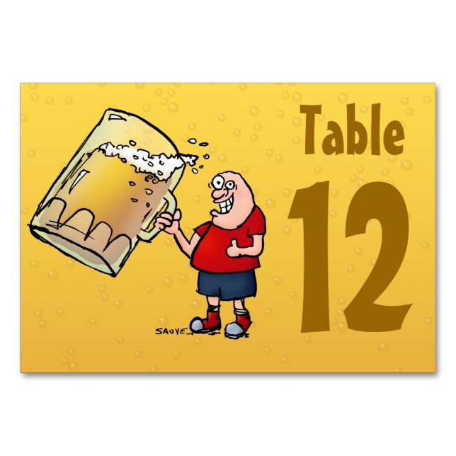 Cartoon Beer Tischnummer Cards (Vorderseite)