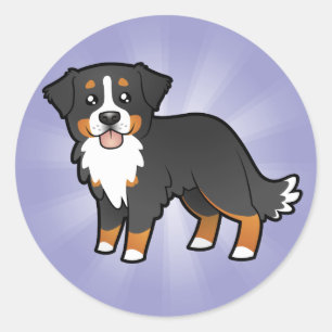 Cartoon Bernese Gebirgshund Runder Aufkleber