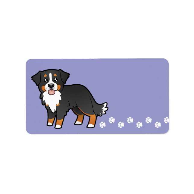 Cartoon Bernese Mountain Dog Adressaufkleber (Vorne)