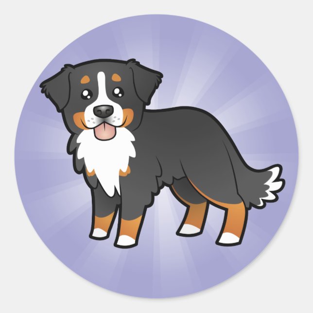 Cartoon Bernese Mountain Dog Runder Aufkleber (Vorderseite)
