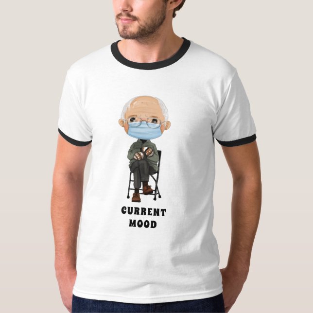 Cartoon Bernie Sanders und sein Warm Brown Mittens T-Shirt (Vorderseite)