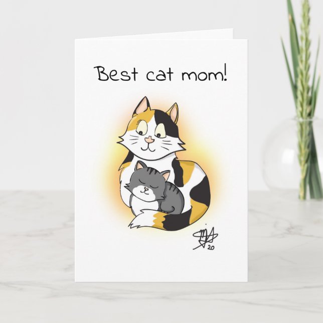 Cartoon Best Cat Mama Bewertung Karte (Vorderseite)