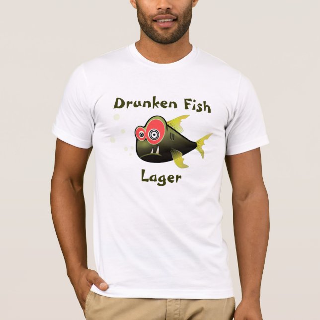 Cartoon-betrunkener Fisch-T - Shirt (Vorderseite)