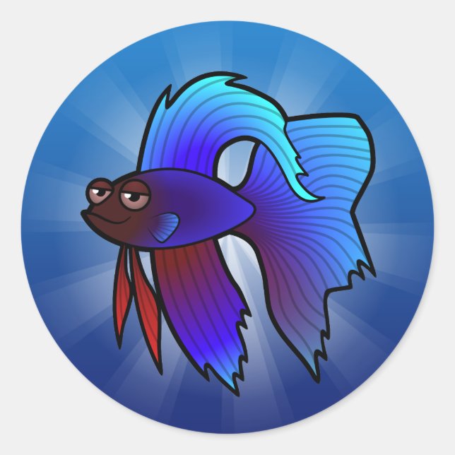 Cartoon Betta Fisch / Siamischer Fisch Runder Aufkleber (Vorderseite)