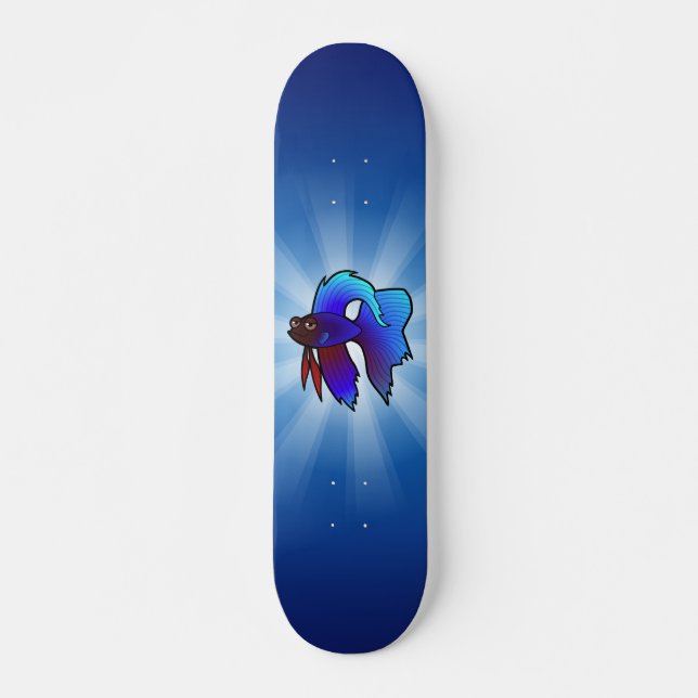 Cartoon Betta Fische/siamesische kämpfende Fische Skateboard (Vorne)