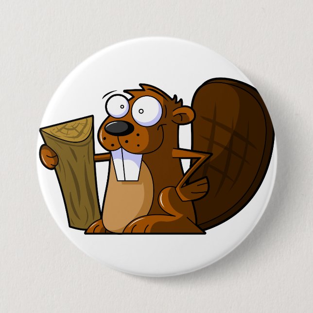 Cartoon-Biber-Button Button (Vorderseite)