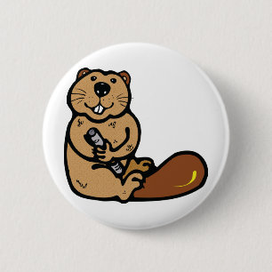 Cartoon-Biber für internationalen Biber-Tag Button