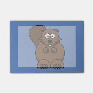 Cartoon-Biber mit blauem Hintergrund Post-it Klebezettel