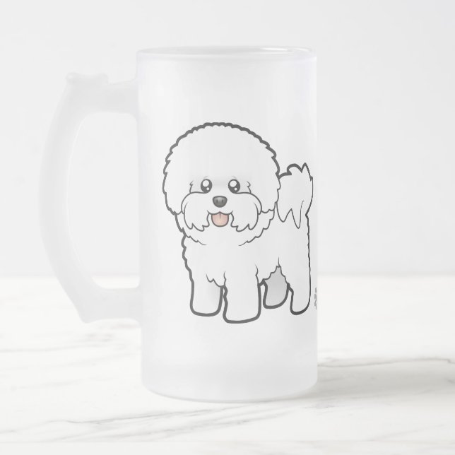 Cartoon Bichon Frise Mattglas Bierglas (Links)