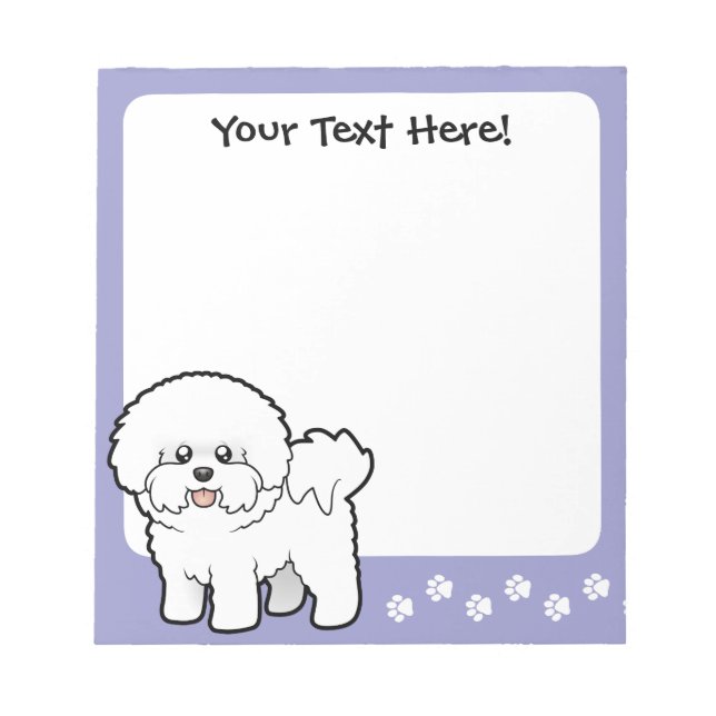 Cartoon Bichon Frise Notizblock (Vorderseite)