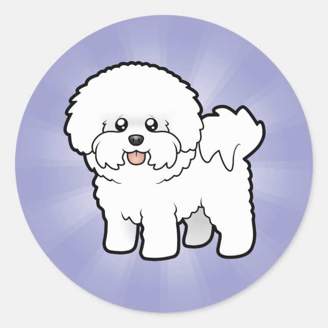 Cartoon Bichon Frise Runder Aufkleber (Vorderseite)