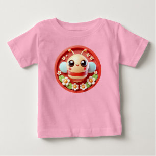 🐝 Cartoon-Biene-Baby-Geschenk für süße Blumen-Out Baby T-shirt