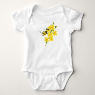 Cartoon Biene und gelbe Blumen Puppycat Cardamon Baby Strampler