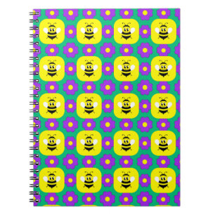 Cartoon Bienen und Blume Notizblock