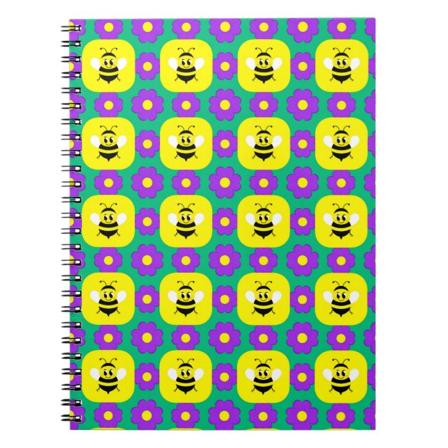 Cartoon Bienen und Blume Notizblock (Vorderseite)